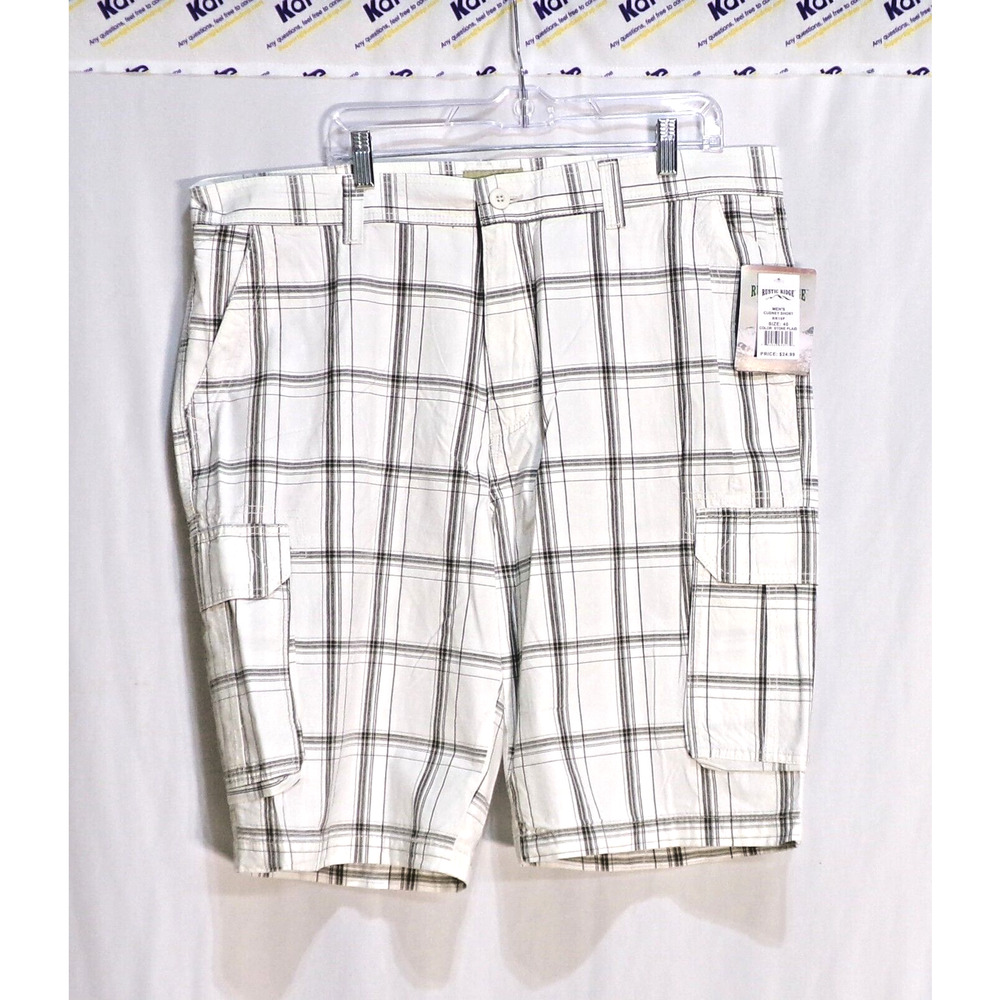 Rustic Ridge Men's Cudney Cargo Shorts Stone Plaid Size 40 NWT